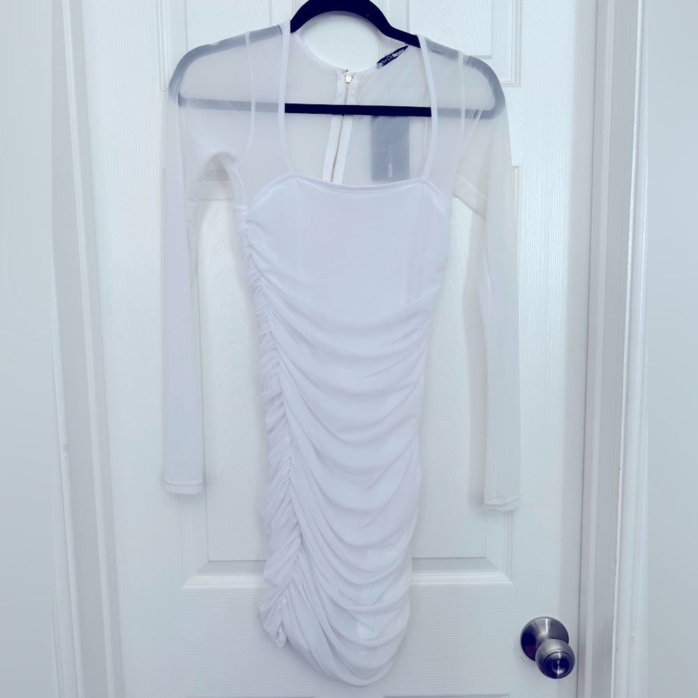Fashion Nova white long sleeve dress